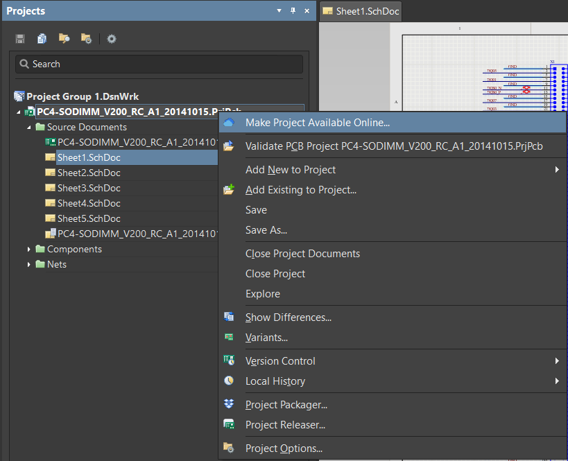 Project placement pannel