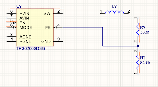 Resistor voltage divider is connected to the TPS62060DSG