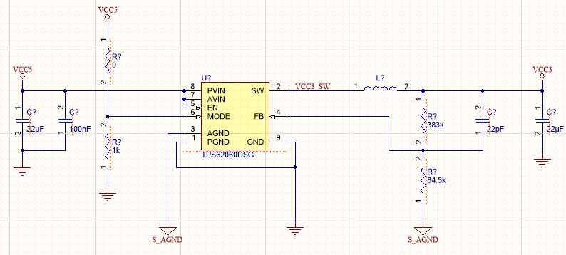 Placed VCC3_SW Net Label