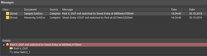 Violation caused by broken matching between sheet ports and sheet entries.