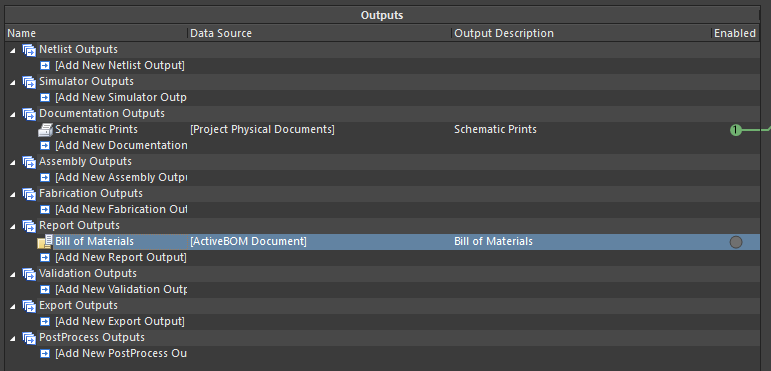 ActiveBOM document is added for output
