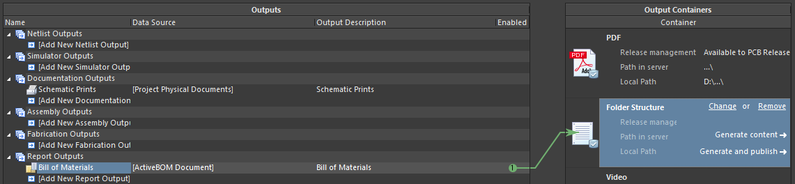 ActiveBOM document is enabled for output