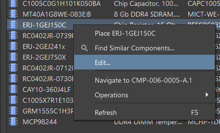 Open the component editor