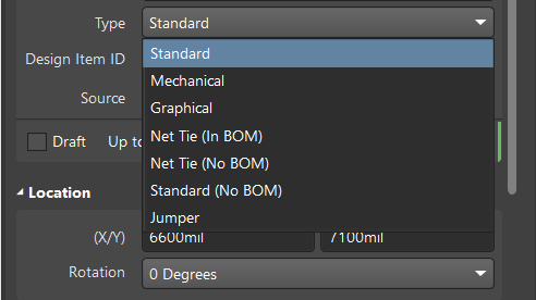 Changing the component type