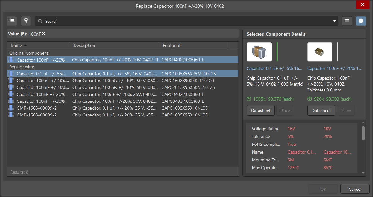 Compare Filtered Components