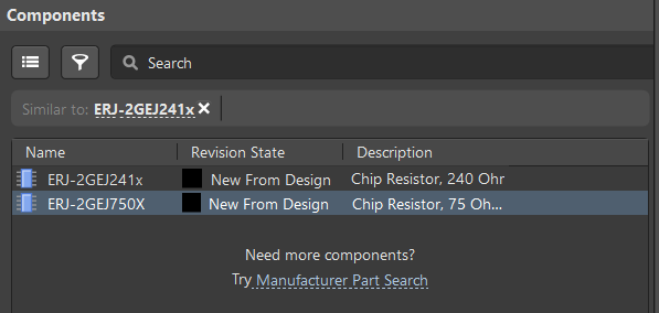 Find Similar Component Results