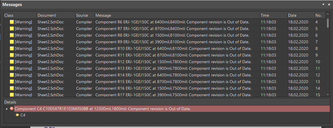 Component revision inconsistencies.