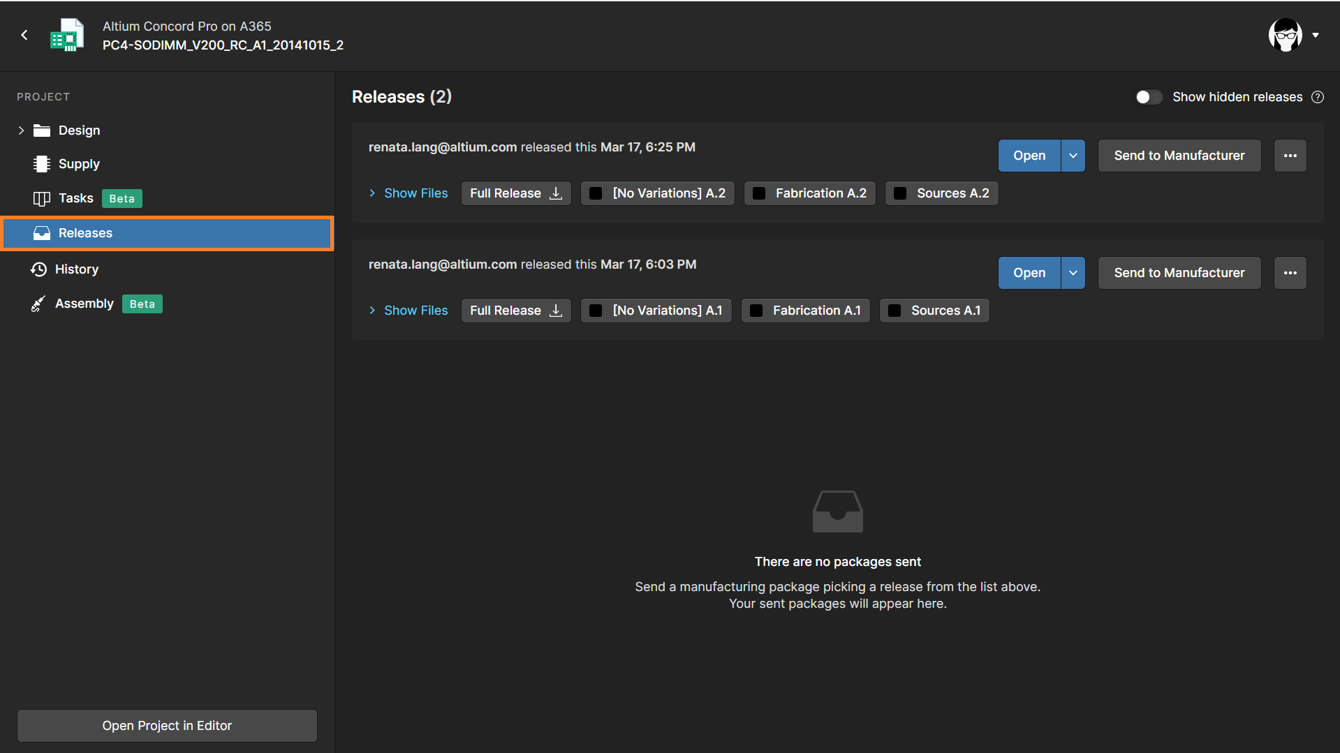 Fig. 1–Releases view