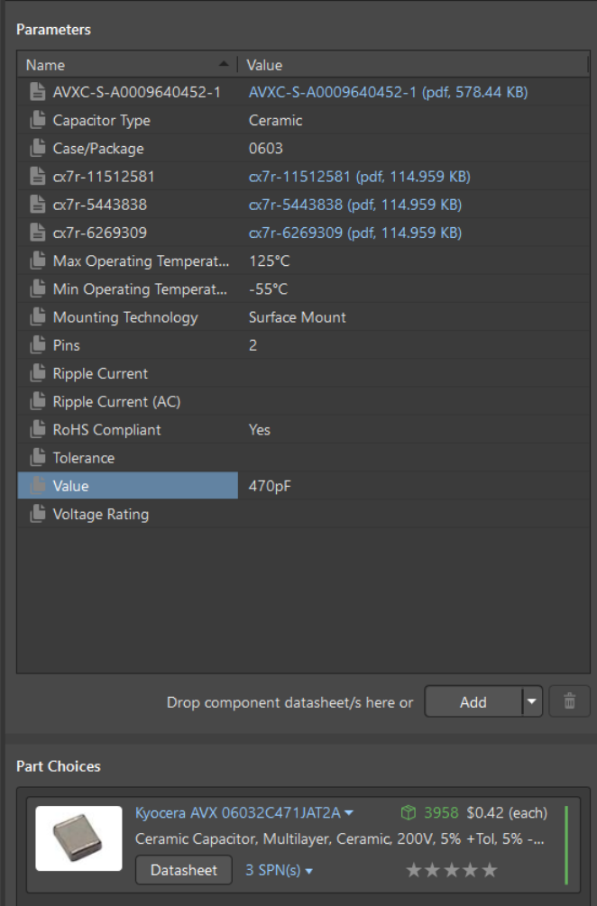 Parameters and Part Choices