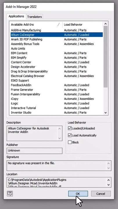 Fig. 4 - Altium CoDesigner in the menu bar