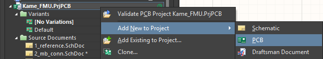 Kame_FMU.PrjPCB has been added to the project but is not yet commited