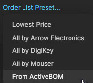 Order List Presets