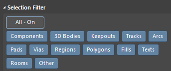 The Selection Filter lists all possible types of objects