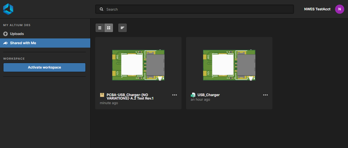 Workspace view for a user outside your organization.