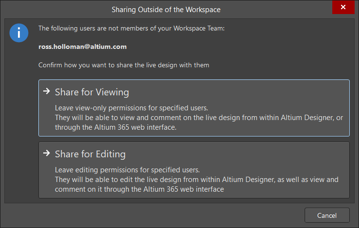 Sharing outside of Workspace Team