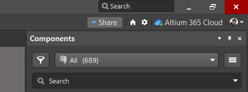 Share button in the upper-right corner of Altium Designer