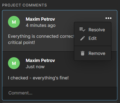 Resolving a comment