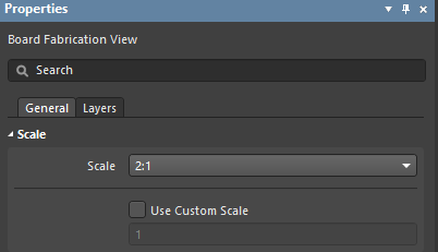 Scale parameters in the Properties panel.