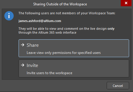 Sharing Outside of the Workspace window