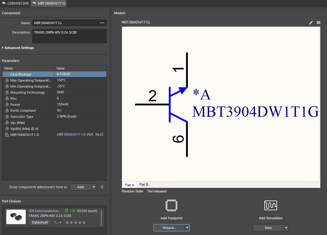 Tab with symbol editor is closed and a symbol is shown in the Component Editor tab.