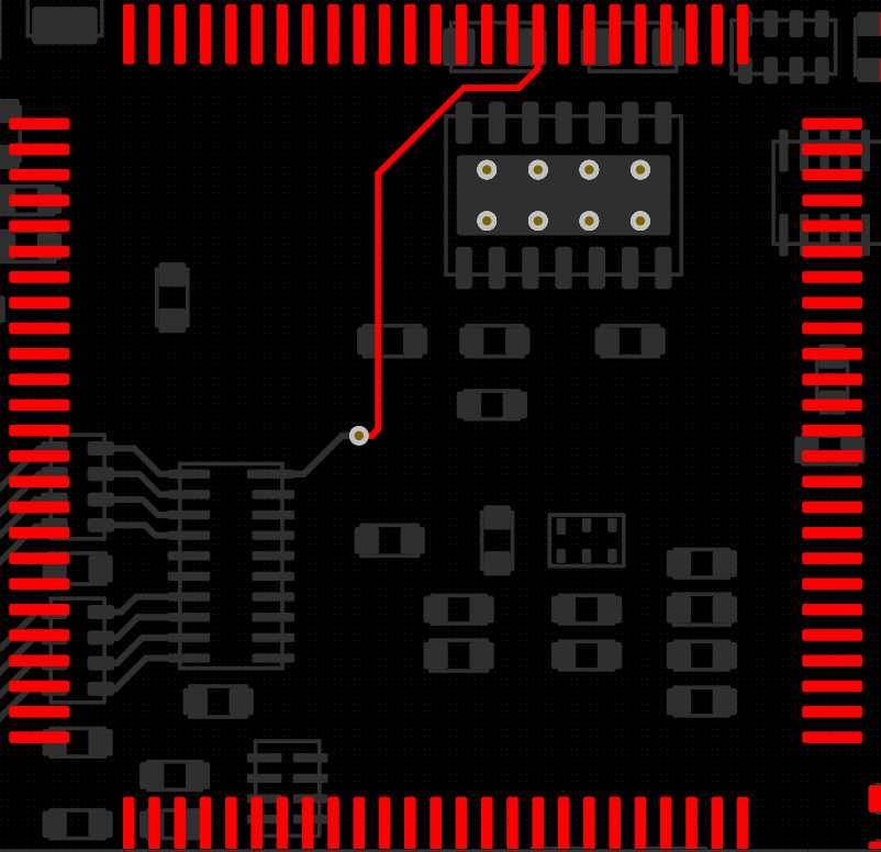 Signal UART3_RTS is routed on two layers