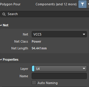 Polygon Net configuration in the Properties panel