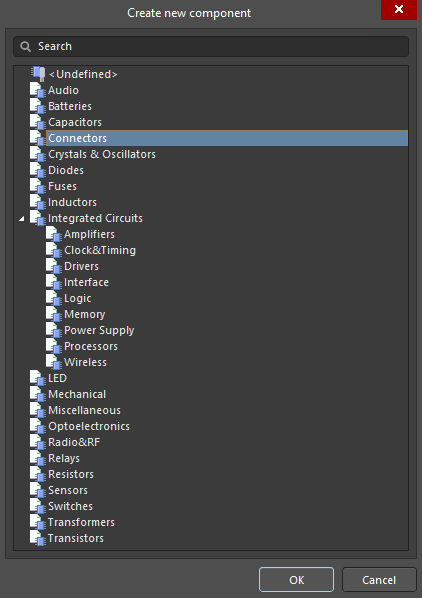 Component type is selected