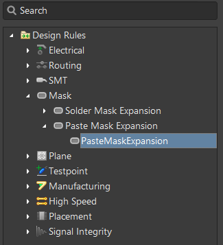 Default rule for Paste Mask Expansion definition