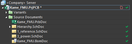 Kame_FMU.PrjPCB Document is Added to the Project, but not yet Committed.