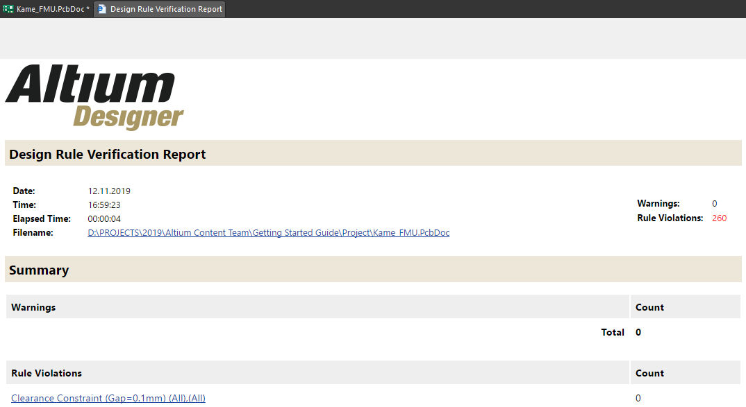 Design Rule Verification report 