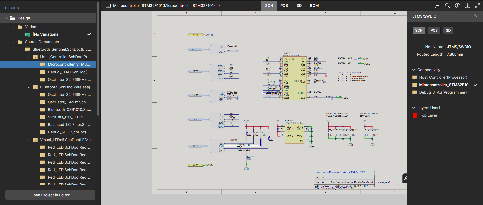 Fig. 5. Schematics with selected net in the Properties panel