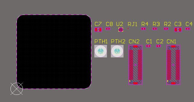 Location of mounting holes on the board