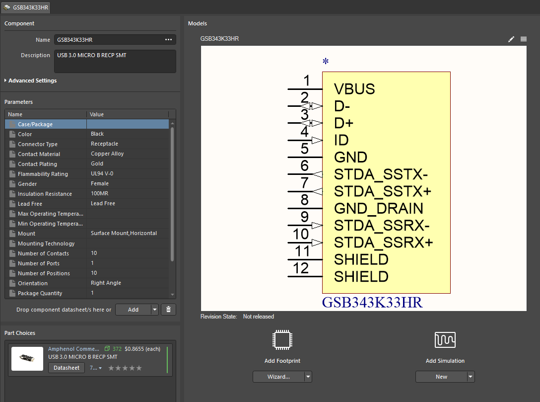 Tab with symbol editor is closed and an updated symbol is shown in the component editor.