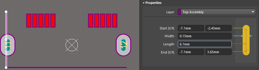 Second line in Top Assembly layer is placed