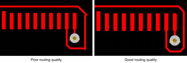 Example of poor routing and good routing quality