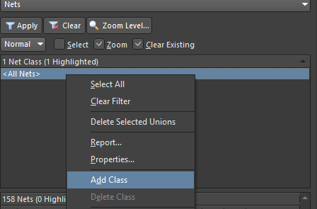 Adding a new class using the context menu