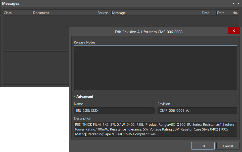 Saving the new component to Altium 365