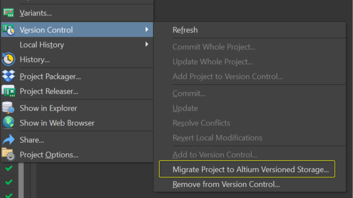 Migrate Project to Altium Versioned Storage