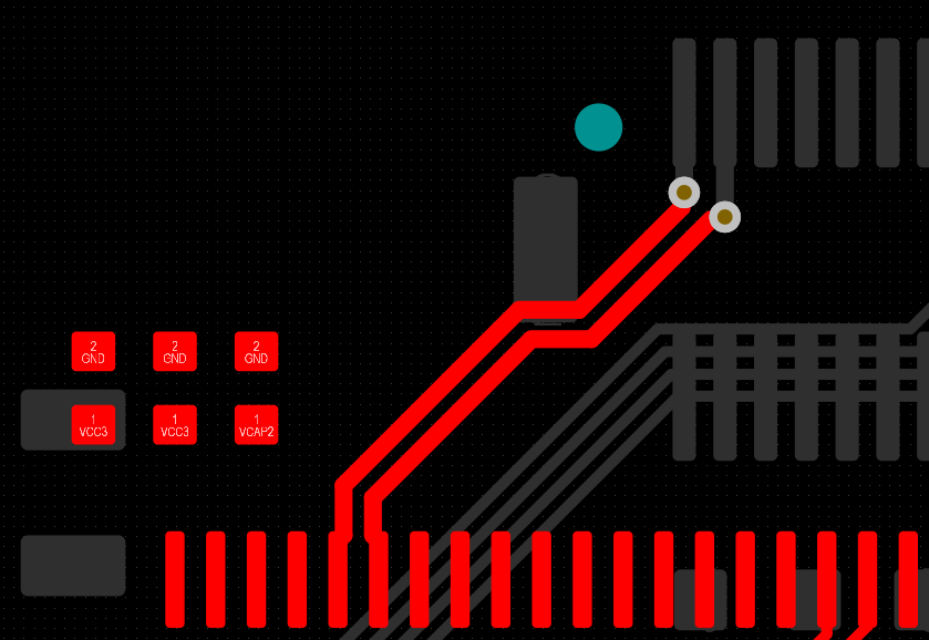 Completed differential pair routing