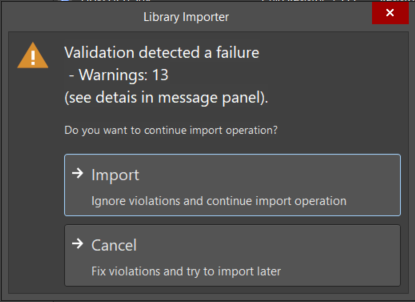 Fig. 9 - Library Importer dialog box