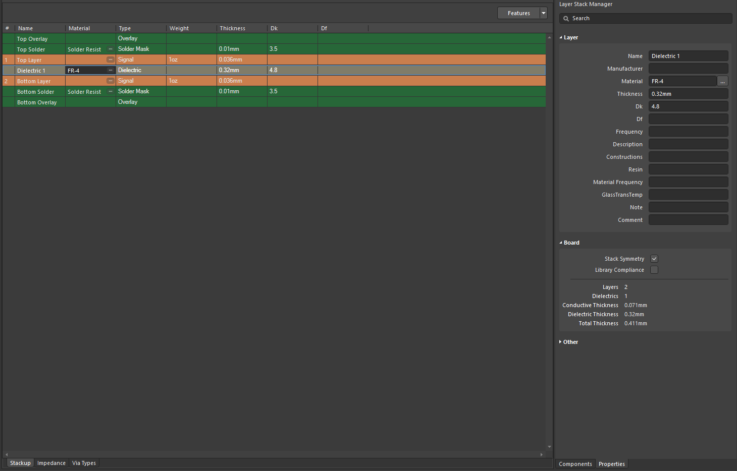 Layer Stack Manager editor