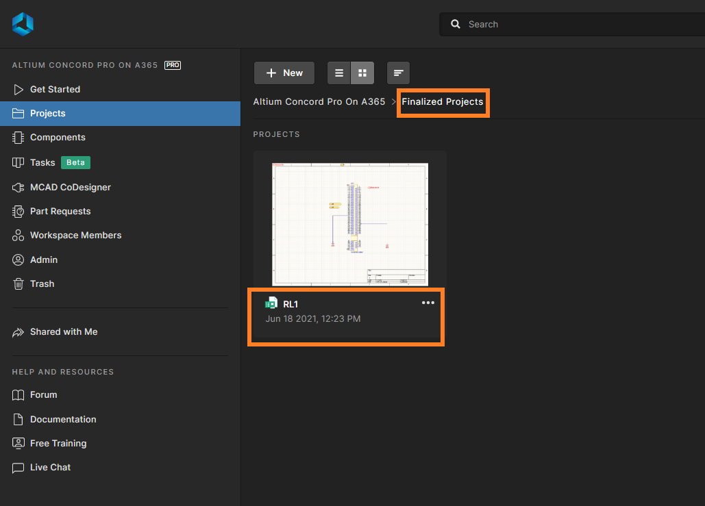 Fig. 4: New folder visible in Altium 365 