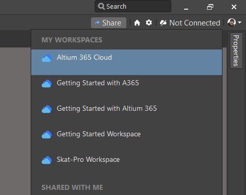 Fig. 4 - Workspace options