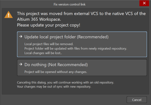 Update local project folder